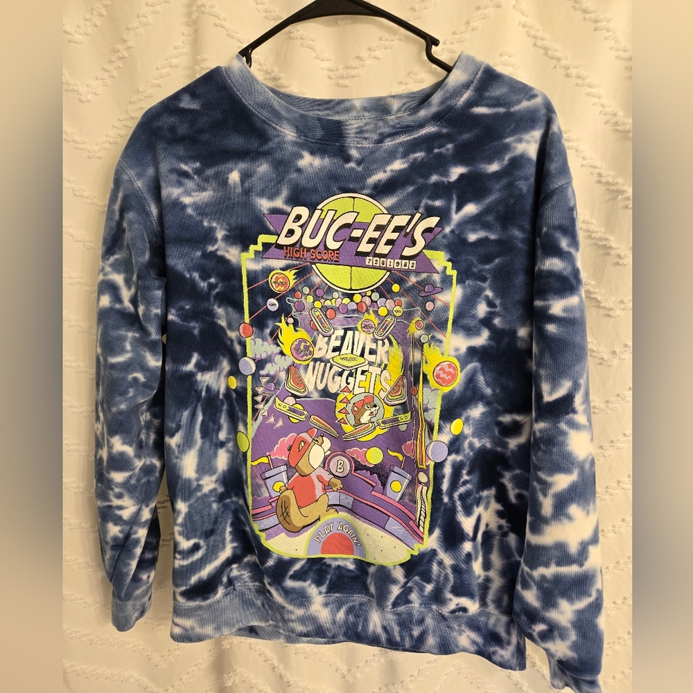 Buc-ee's Blue Tie-Dye Pinball Graphic Sweatshirt